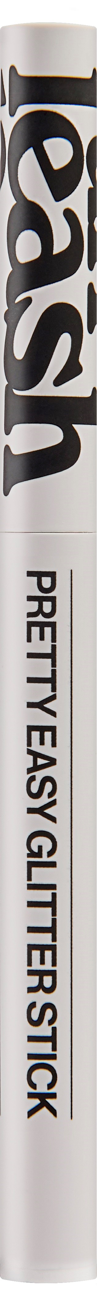 Ein weißer Glitterstift mit der Aufschrift 'Lash' und 'PRETTY EASY GLITTER STICK' vertikal.