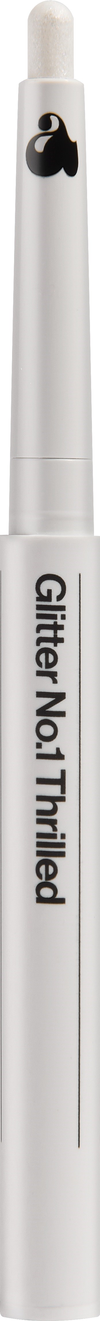 Ein weißer Whiteboard-Marker mit schwarzer Kappe, beschriftet "Glitter NO! Tｍield".
