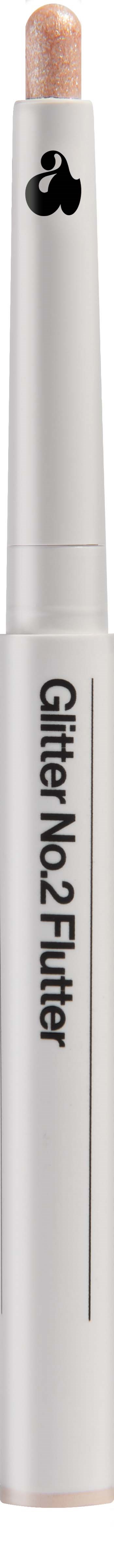A white pen with a gold tip and black text that says "Glitter NO2 Futur" on it.
