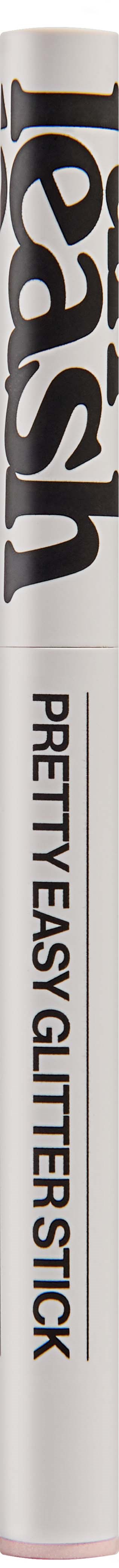 Een witte pen met zwarte tekst die "Layash" en "PRETTY EASY GLITTER STICK" zegt.