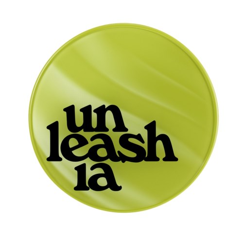 Ein runder, grüner Logo mit den schwarzen fettgedruckten Worten "un leash la".
