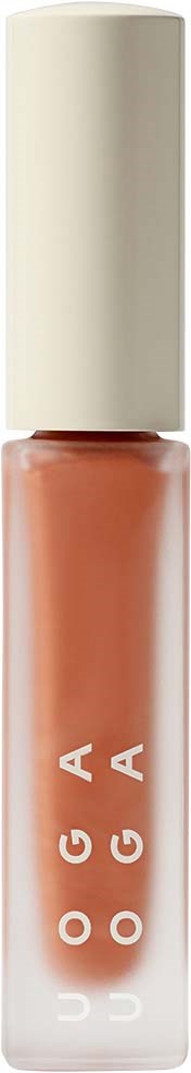 Ein kleiner, brauner Lippenstift in einer weißen Kappe, mit dem Markennamen 'BOGGA' vertikal.