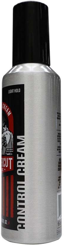 A silver and black spray can called 'Control Cream'. It has a black cap and a label with a dog and red text.