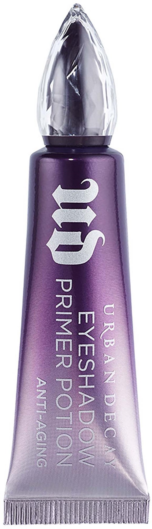 Eine lila Tube mit Urban Decay Eye Shadow Primer Potion Anti-Aging mit silberner Kappe.