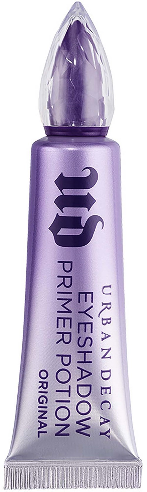 Eine lila Tube mit Urban Decay Lidschatten-Prime mit klarem Deckel. Text beschreibt es als original und Augenprimer.