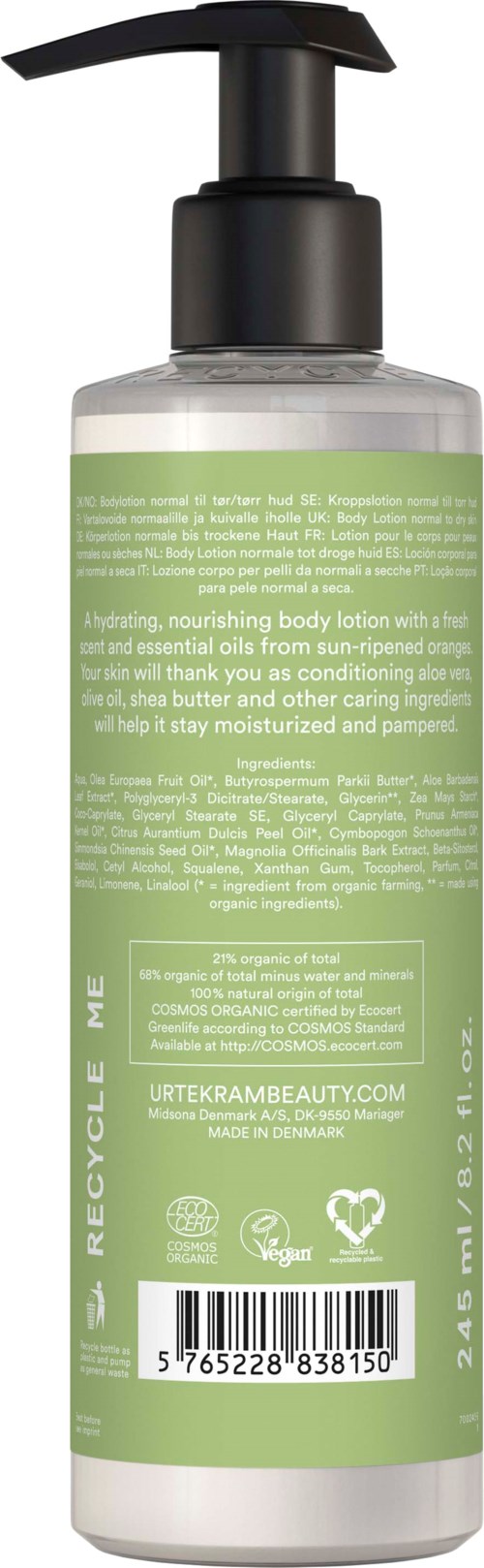 A clear plastic bottle with a pump, containing a light green label with text, likely a skincare or lotion product.