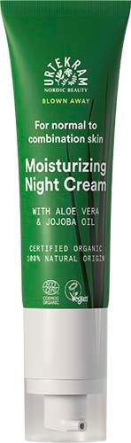 Groene tube vochtinbrengende nachtcrème met aloe vera en jojoba-olie, geschikt voor normale tot gecombineerde huid.