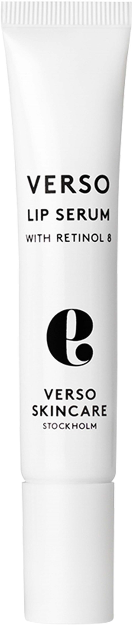 En vit tub märkt Verso Lip Serum med Retinol 8, från Verso Skincare i Stockholm.