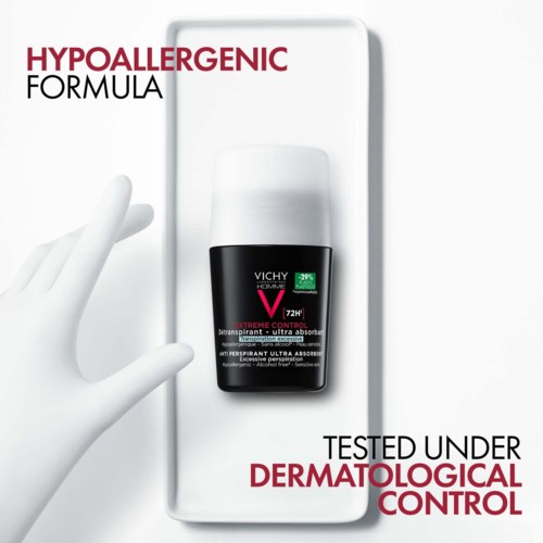 Vichy Deodorant, hypoallergen, dermatologisch getestet, 72-Stunden-Schutz, für empfindliche Haut.