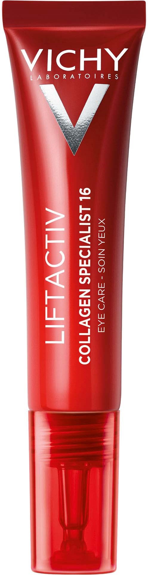 Rö tube Vichy Liftactiv Collagen Specialist 16 Creme mit weißen und orangefarbenen Text.