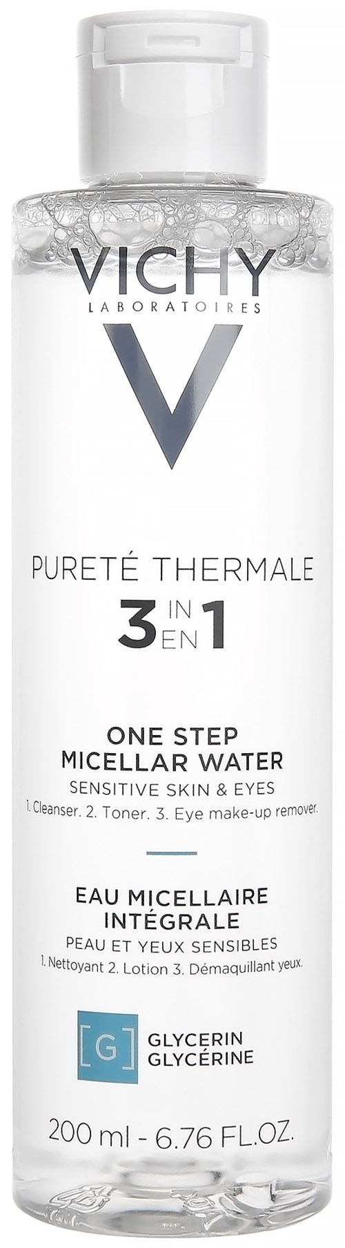 Vichy Thermalwasser Spray für empfindliche Haut, 200 ml, mit Glycerin, reinigt und beruhigt Augen und Gesicht.