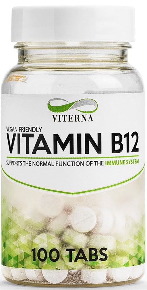 Viterna vegaaninen B12-vitamiini, 100 tablettia, tukee immuunijärjestelmää.