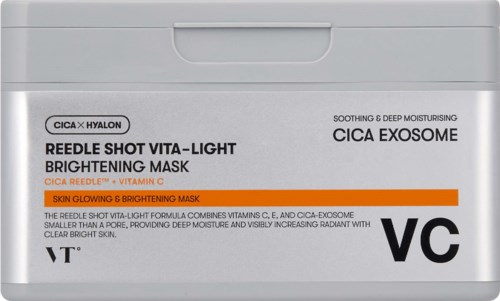 Doos met gezichtsmasker die de huid laat stralen en hydrateert met vitamine C en CICA EXOSOME.