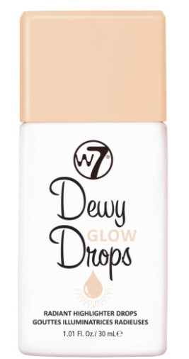 En flaska Dewy Glow Drops highlighter med vit kropp och beige lock.