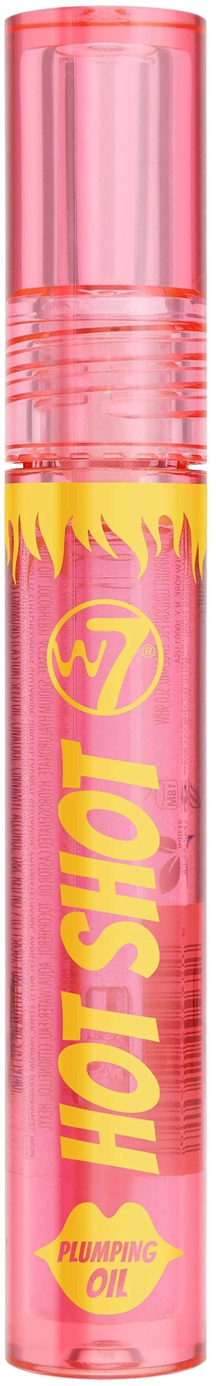 En rosa sprayflaska märkt "HOT SHOT" med en flamdesign och en gul popper-ikon.