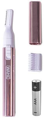 A pink and white electric toothbrush with a detachable blue brush, a cap, and a battery.