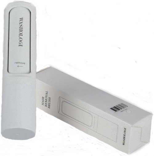 A white plastic tool labeled 'Vashology' and 'Hair Removal Brush' sits next to a long rectangular box.