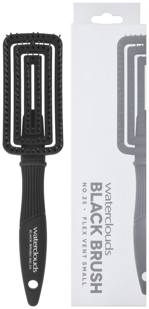 Silikonbürste in Schwarz und Grau, zum sanften Entwirren der Haare, mit flexiblen Borsten und Griff.