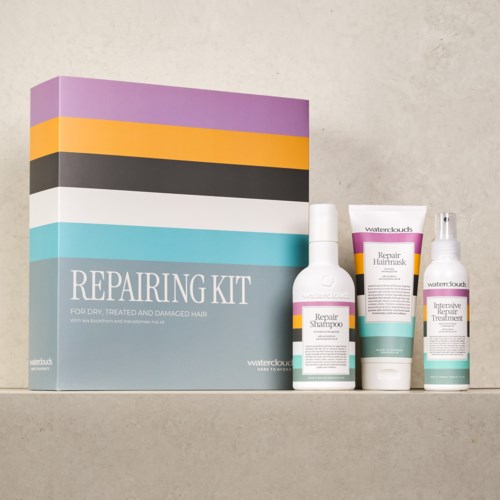 Hydraterende haarreparatieset met shampoo, conditioner en serum voor droog, beschadigd haar.