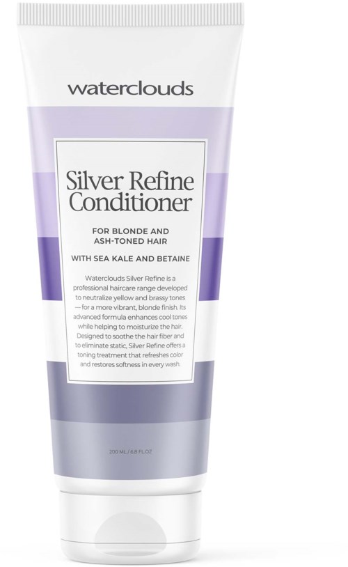 Een tube Waterclouds Silver Refine Conditioner voor blond en aschachtig haar met zeekraal en betaine.