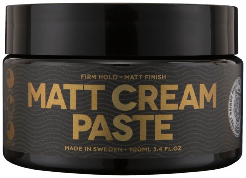 Ein schwarzer Behälter mit Mattcreme, goldener Schrift aus Schweden. 100 ml.