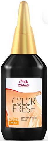 A bottle of Wella semi-permanent hair color, black with a gold cap and a white label.