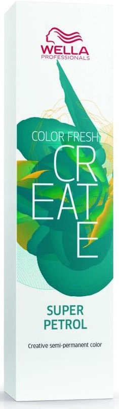 A tall, white box with colorful swirls and text about hair coloring products for vibrant, semi-permanent color.