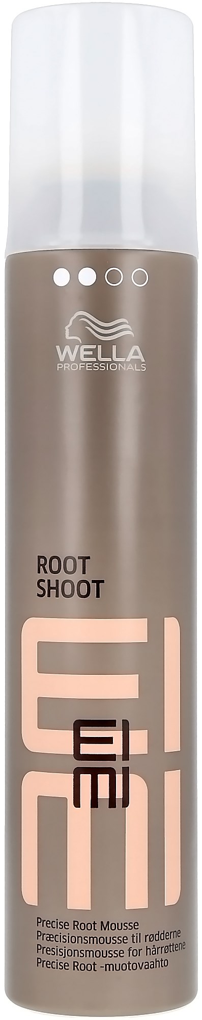 Ein Wella-Haarproduktbehälter mit der Aufschrift 'Root Shoot' für Haarwurzeln und Kopfhautbehandlung.