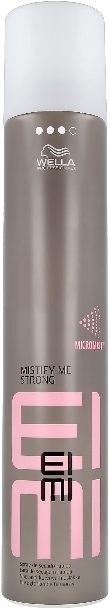 A tall, cylindrical can with a white cap, pink and gray design, and text for hair styling product.