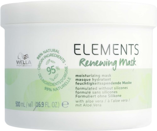 Wella Elements Renewing Mask med aloe vera, 95 % naturliga ingredienser, återfuktande, 500 ml.