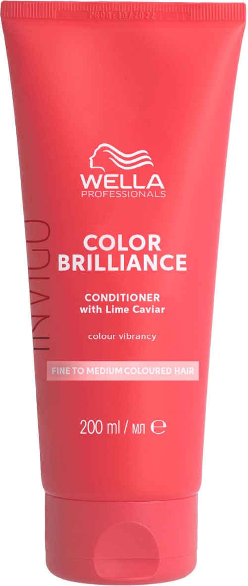 Een rode tube Wella Professionals Color Brilliance conditioner met limokaviaar voor fijn tot medium gekleurd haar.