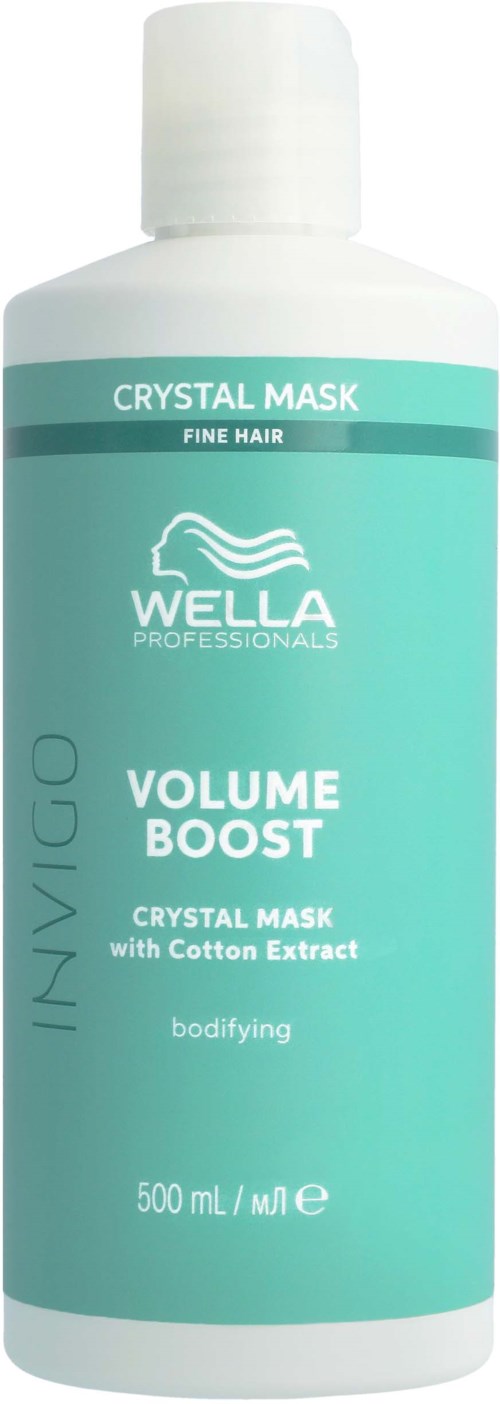 Butelka maski do włosów Wella Professionals Volume Boost z ekstraktem z bawełny, dla cienkich włosów, 500 ml.