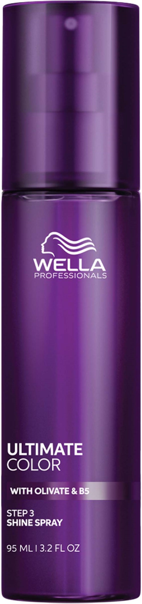 Paars sprayspray van Wella Ultimate Color met olivine en B5, 95 ml. Voor haarverzorging.