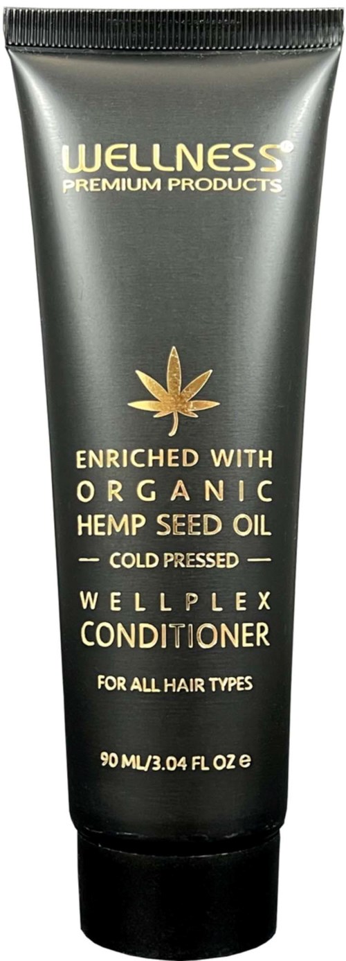 Wellness conditioner verrijkt met biologische hennepzaadolie voor alle haartypes, koudgeperst, 90 ml.