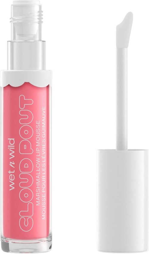 Lippengloss in doorzichtig buisje met roze vloeistof en een witte applicator. Het merk is Wet n Wild.