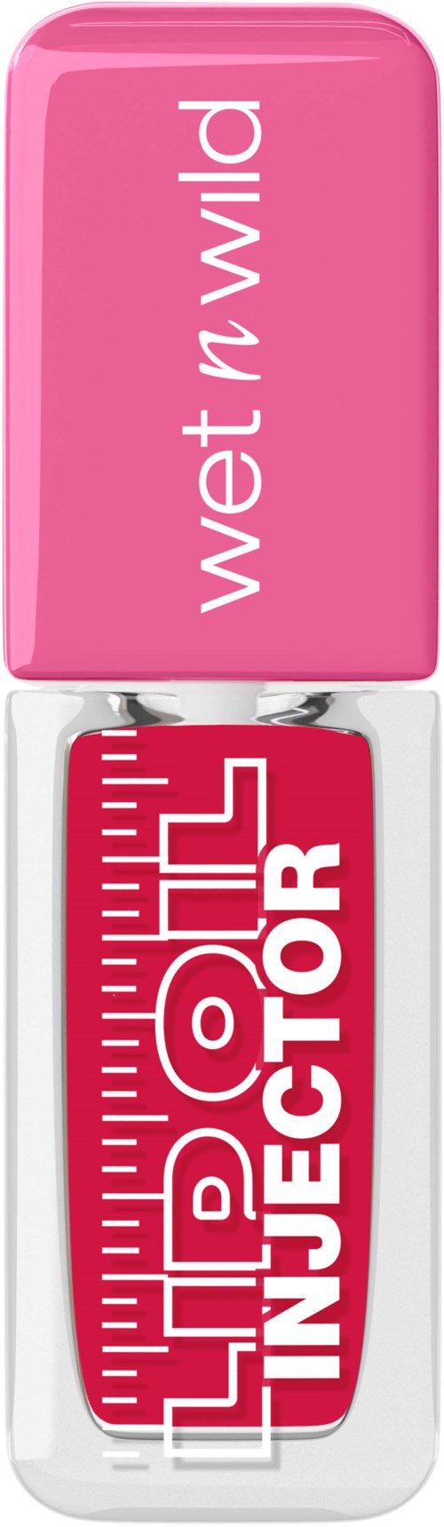 Wet n Wild leppeglans i rosa tube med hvit tekst og rødt leppebilde. Lip gloss med blank finish.