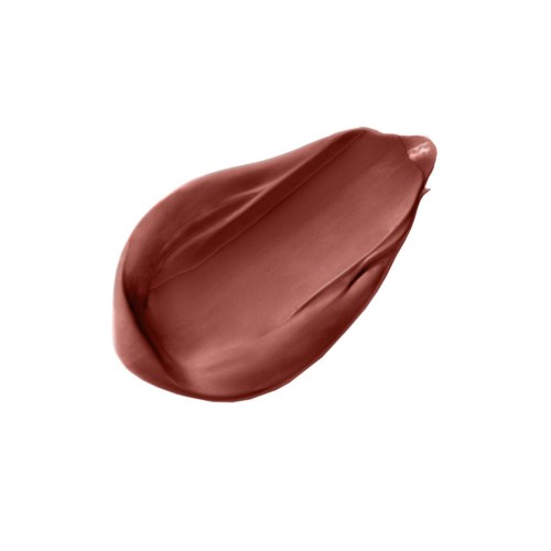 Een enige smet van bruinroze lippenstift of make-up op een witte achtergrond.