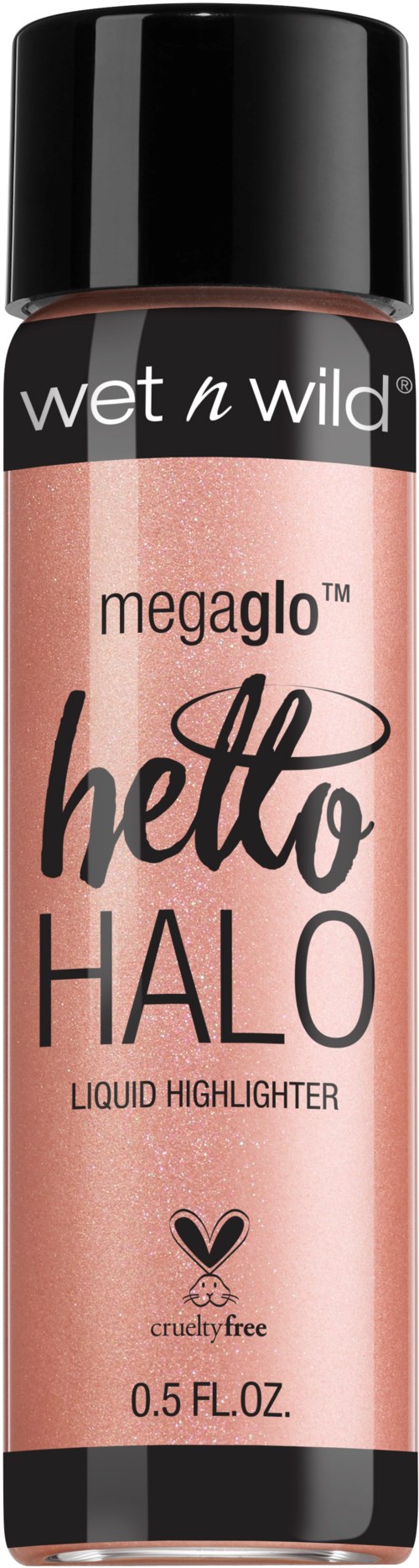 En flytande highlighter från Wet n Wild kallad Hello Halo, i en rosa förpackning med svart lock.