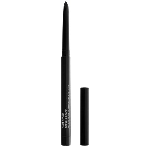 Valkoinen nestemäinen eyeliner-nyytti, merkiltä Wet n Wild, on näkyvissä pystysuunnassa ilman kantta.