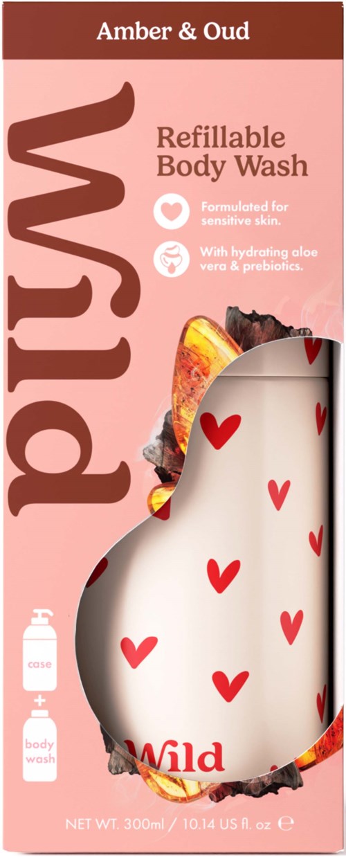 Wild Body Wash Love Heart Case Amber & Oud 300 ml