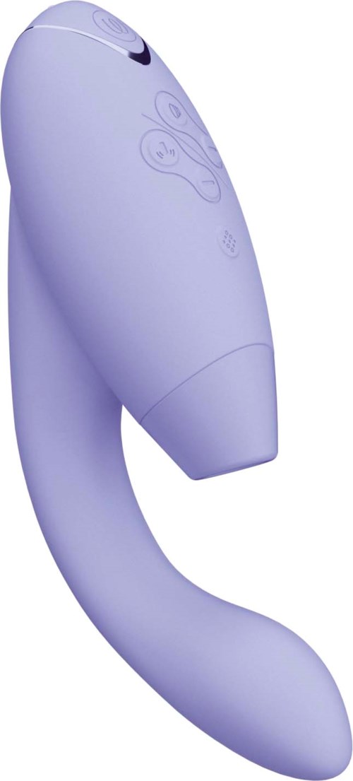 A light purple device with a curved shape, buttons, and a small display on top.