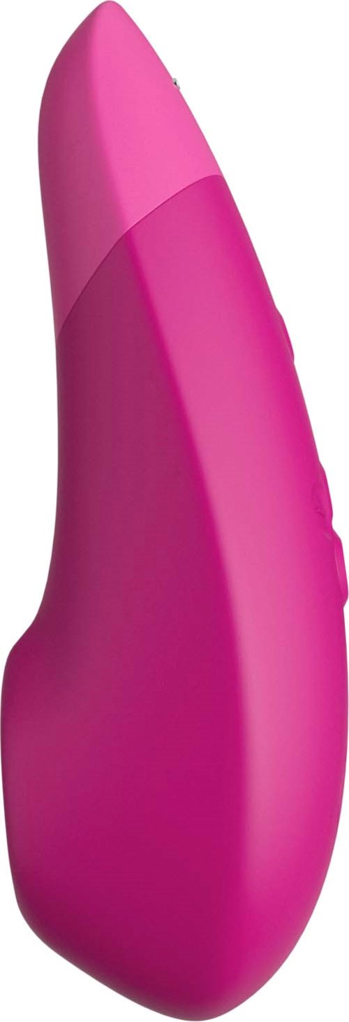 Ein pinkfarbenes, gebogenes Objekt mit glatter Oberfläche, ähnlich einem persönlichen Pflegegerät oder Spielzeug.