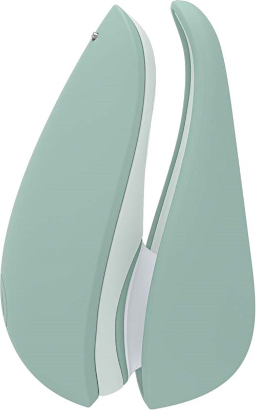Two large, curved, pastel green pieces split in the middle, resembling a leaf or wings.
