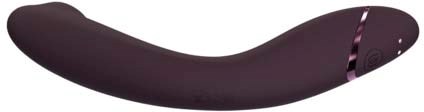 Ein elegantes, lila, gebogenes Objekt, das einem modernen Massagegerät oder Vibrator ähnelt.