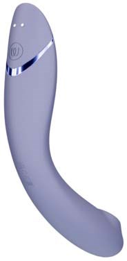 A curved device with a smooth, light purple surface and a small circular face at the top.