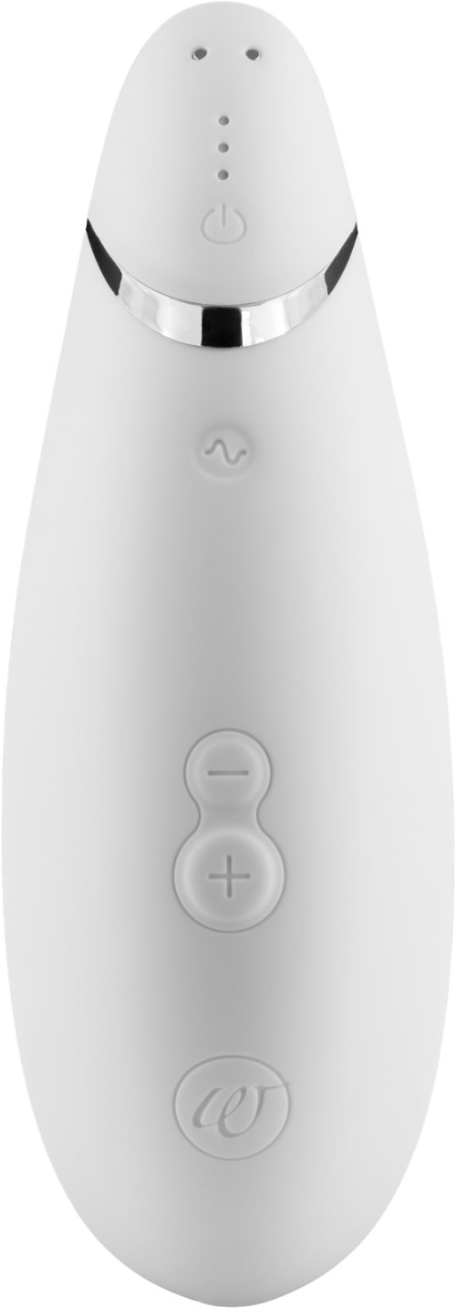 En vit hudvårdsapparat med knappar för power, temperatur och vibration, och ett runt huvud med små hål.