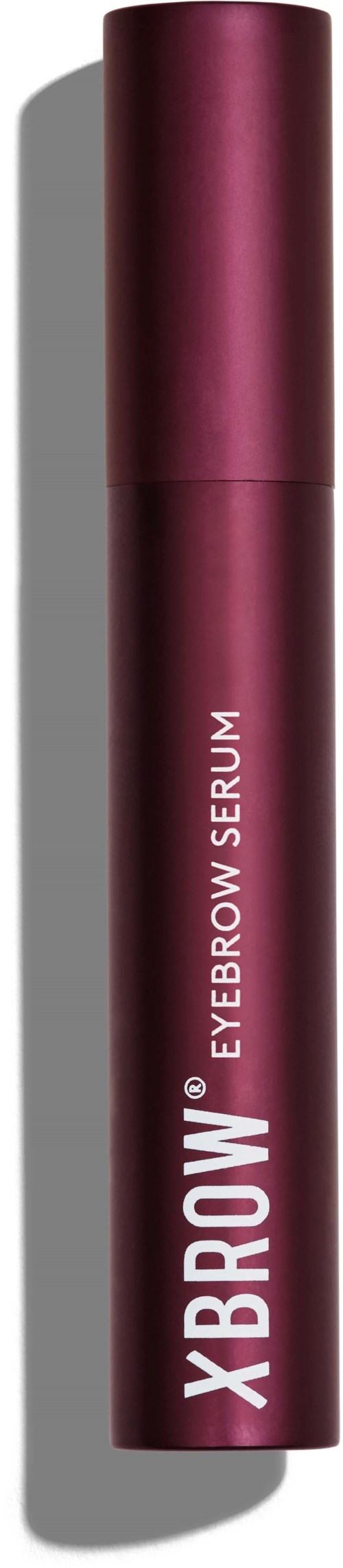 En vinröd tub med etiketten 'Xbrow Eyebrow Serum' och lock.