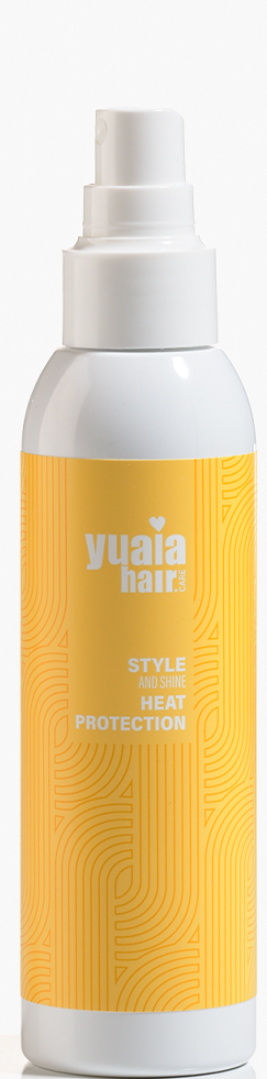 A white spray bottle with a yellow label that says 'Yupaia Hair Style Heat Protection'.