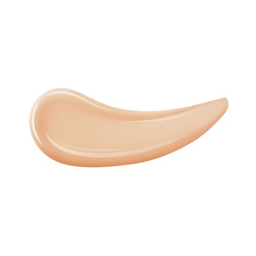 Ein beiger kosmetischer Foundation- oder Concealer-Strich mit glatter, gebogener Form und glänzender Textur.
