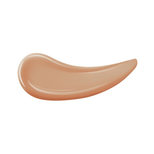 Ein beigefarbener Fleck oder Streak, gebogen und lang, ähnlich einem Farb- oder Make-up-Test.